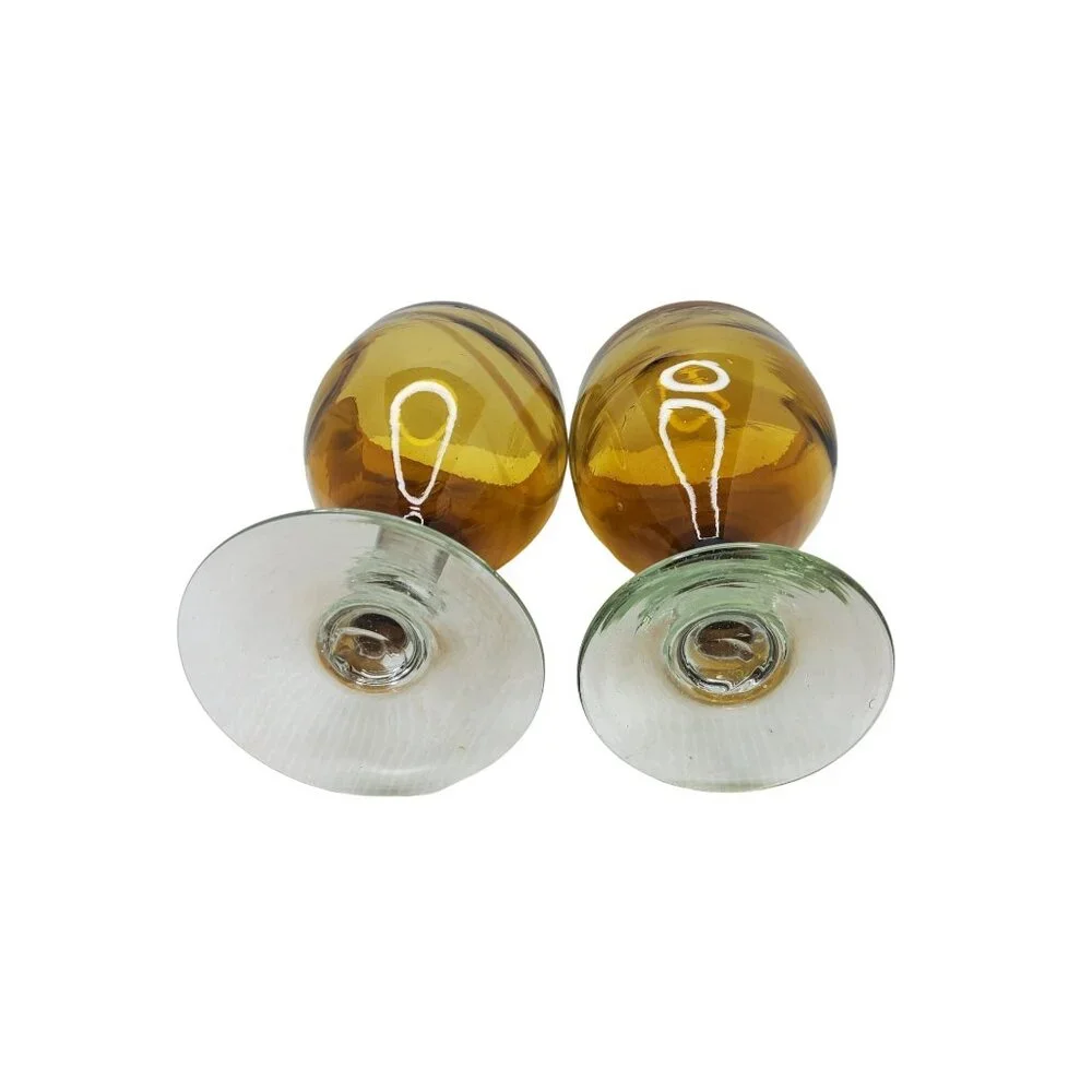 Vintage Hand Blown Amber Swirl Wine Glasses Set Of 2 - Picture 6 of 6